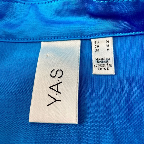 Turquoise Satiny Wrap Dress - Picture 2 of 3